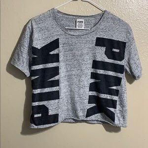 Grey PINK VS cropped tee
